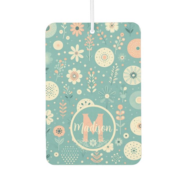 Monogram Whimsical Blooms Air Freshener (Front)