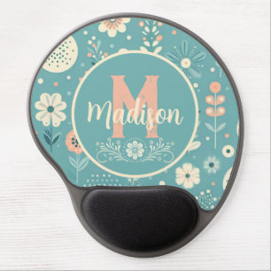 Monogram Whimsical Blooms Gel Mouse Pad