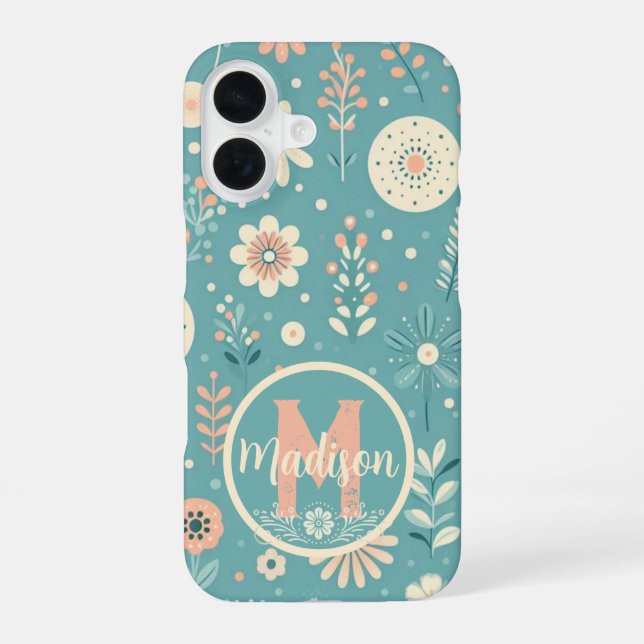 Monogram Whimsical Blooms iPhone Case (Back)