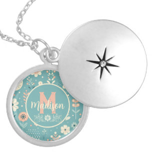 Monogram Whimsical Blooms Locket Necklace