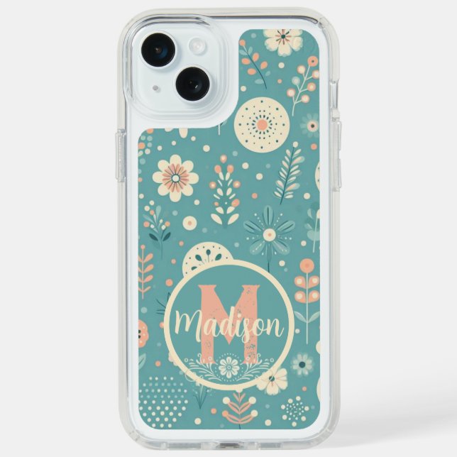 Monogram Whimsical Blooms Speck iPhone Case (Front (White))