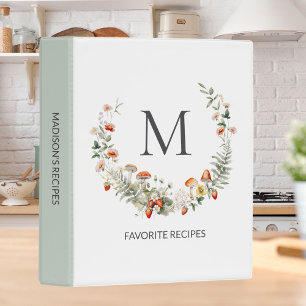 Monogram Whimsical Floral Botanical Family Recipe Mini Binder