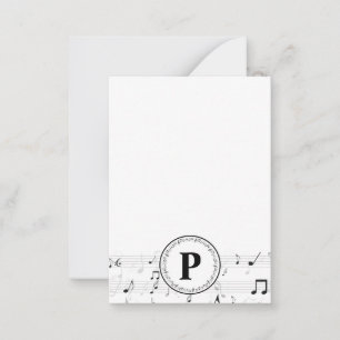 Monogram Whimsical Music Note Musician Card