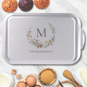 Monogram Whimsical Watercolor Floral Botanical Cake Pan