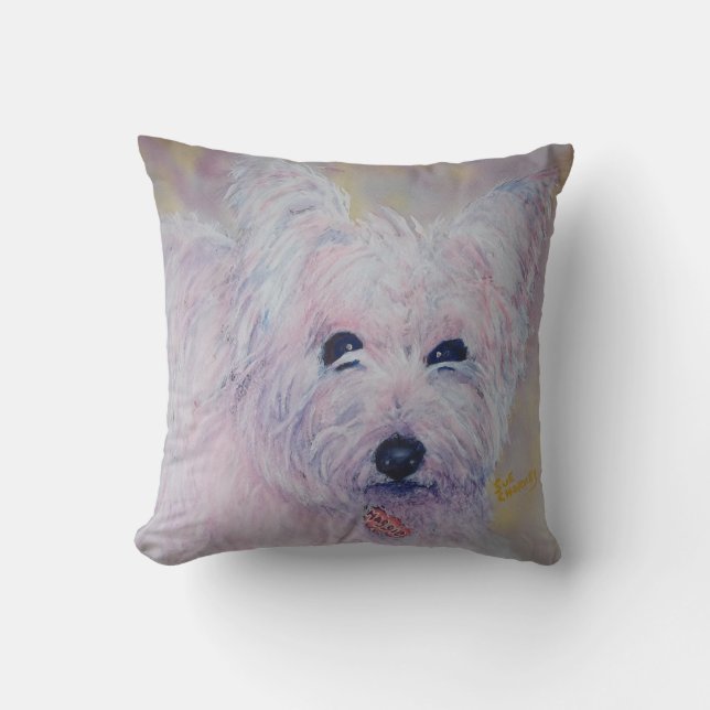 MONOGRAM WHIMSICAL WEST HIGHLAND TERRIER THROW PILLOW (Front)