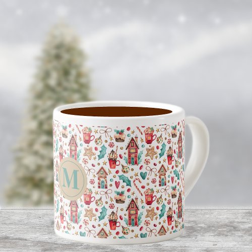 Monogram Whimsy Houses  Sweets 6oz Espresso Cup