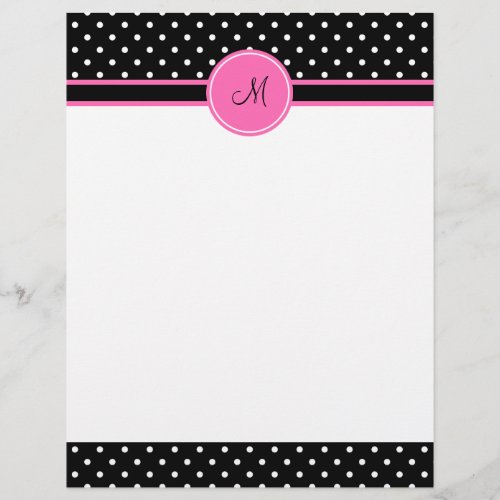 Monogram White and Black Polka Dot Pattern