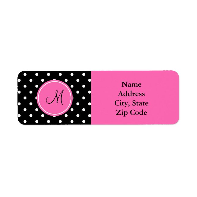 Monogram White and Black Polka Dot Pattern Label (Front)