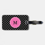 Monogram White And Black Polka Dot Pattern Luggage Tag at Zazzle