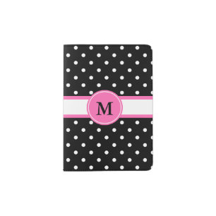 Monogram White and Black Polka Dot Pattern Passport Holder