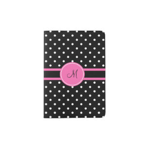 Monogram White and Black Polka Dot Pattern Passport Holder