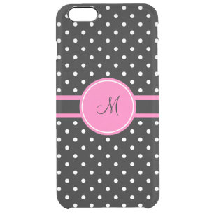 Monogram White and Black Polka Dot Pattern Clear iPhone 6 Plus Case