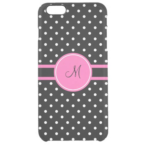 Monogram White and Black Polka Dot Pattern Clear iPhone 6 Plus Case