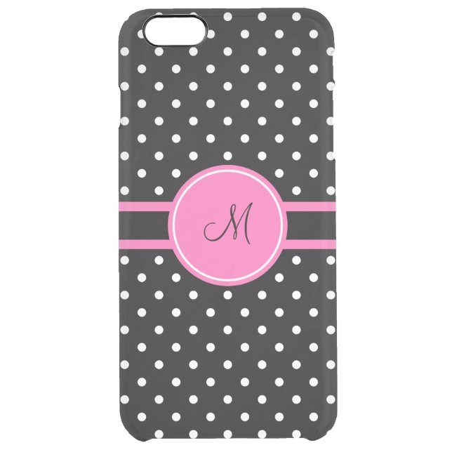 Monogram White and Black Polka Dot Pattern Uncommon iPhone Case (Back)