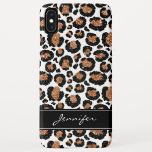 Monogram White and Gold Foil Cheetah Pattern iPhone XS Max Case