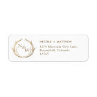 Monogram White and Gold Wedding Return Address