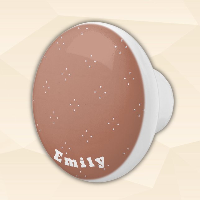 Monogram white arrow on mocha mousse background | ceramic knob (Creator Uploaded)