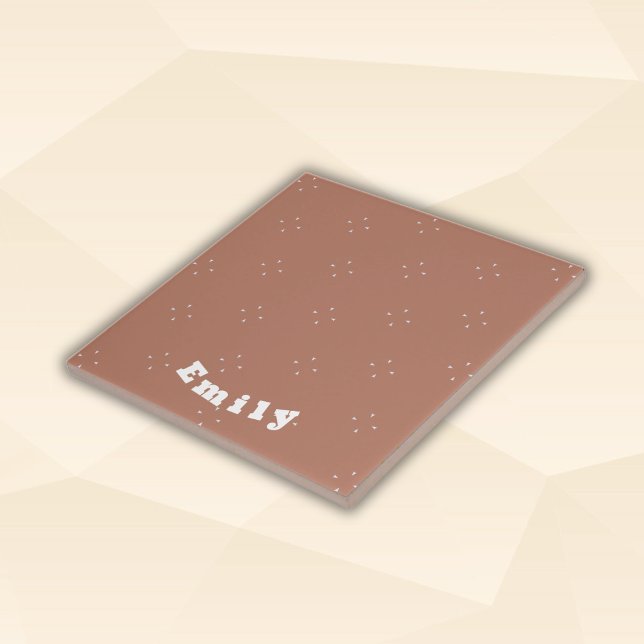 Monogram white arrow on mocha mousse background | ceramic tile (Creator Uploaded)