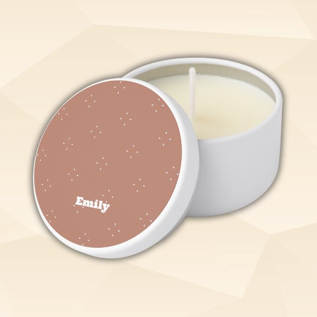 Monogram white arrow on mocha mousse background | mini candle favors (Creator Uploaded)