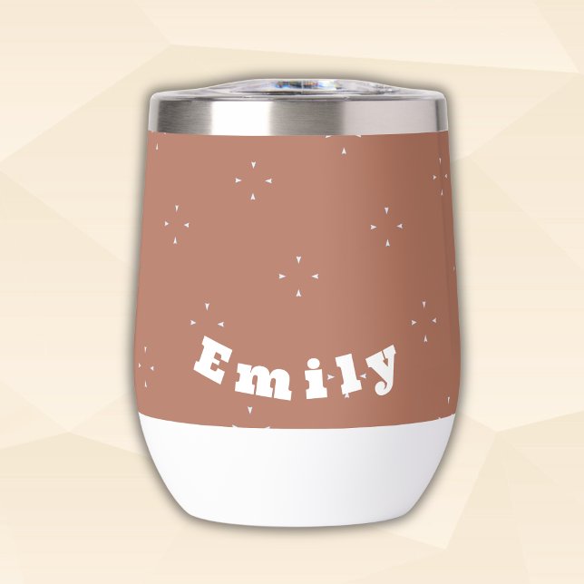 Monogram white arrow on mocha mousse background | thermal wine tumbler (Creator Uploaded)