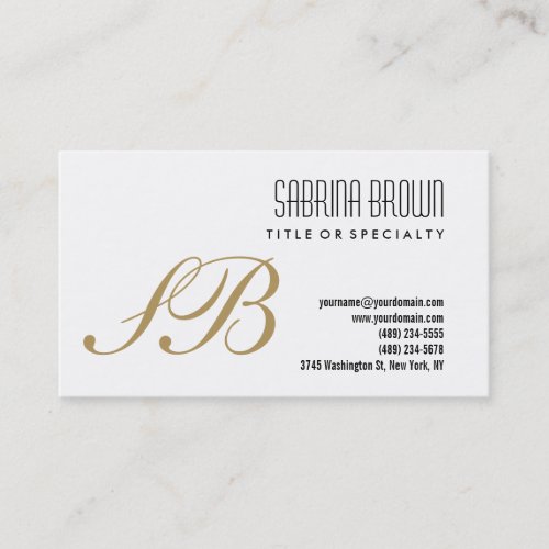 Monogram White Black Gold Consultant Business Card