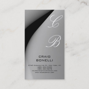 Monogram White Black Gray Plain Business Card