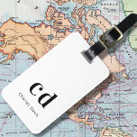 Monogram white black name initials modern luggage tag<br><div class="desc">A classic chic white background. Personalize and add your monogram initials written with block letters and your name in black. Modern,  trendy and simple. 
Back: add your contact information.</div>