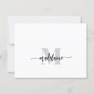 Monogram White Black Silver Color Personal  Postcard
