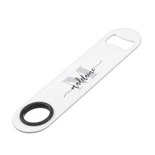 Monogram White Black Silver Personal Bar Key