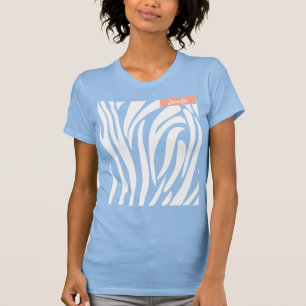 Monogram White Color Striped Zebra Pattern Modern T-Shirt