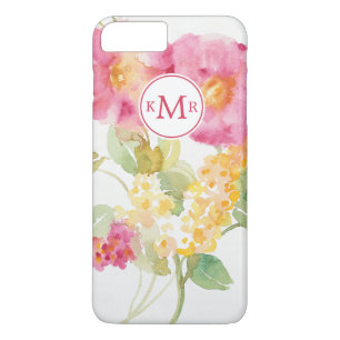 Monogram White Daisy on Blue iPhone 8 Plus/7 Plus Case