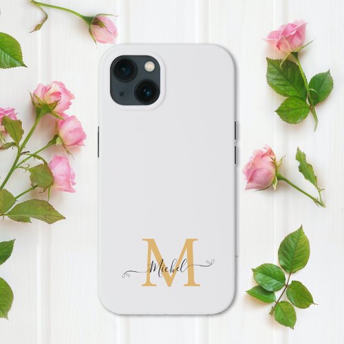 Monogram White  Elegant  Minimalist iPhone 13 Case