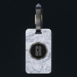 Monogram White Faux Marble Stone Pattern Luggage Tag<br><div class="desc">Elegant realistic looking white and gray tones faux marble stone. Custom monogram. If you need any help customizing any of my designs,  contact ArtOnWear designer. Free text formatting with live help available by request.</div>