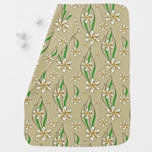 Monogram white floral Beige background Baby Blanket