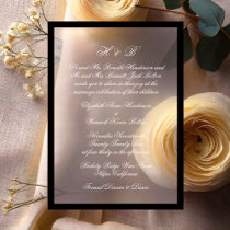 Monogram White Formal Black Frame Wedding Acrylic Invitations