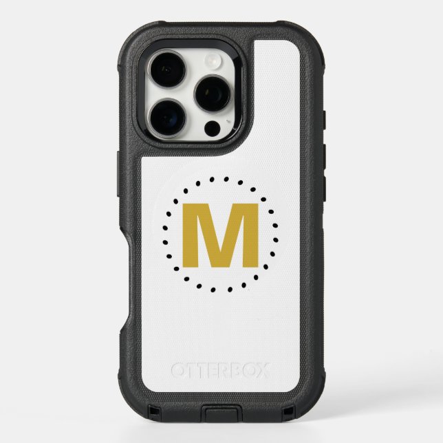 Monogram White Gold Black Otterbox iPhone Case (Back)