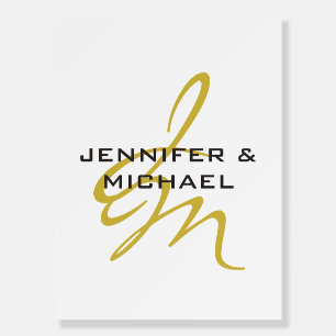 Monogram White Gold Color Plain Modern Minimalist Foam Board