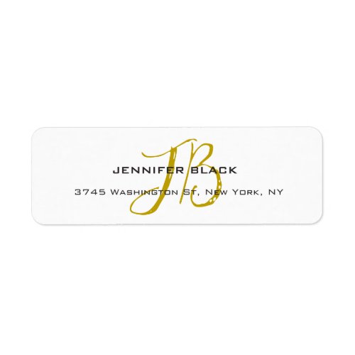 Monogram White Gold Color Plain Modern Minimalist Label