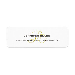 Monogram White Gold Color Plain Modern Minimalist Label