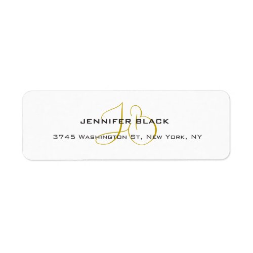 Monogram White Gold Color Plain Modern Minimalist Label