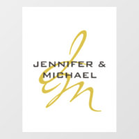 Monogram White Gold Color Plain Modern Minimalist