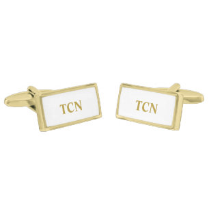 Monogram White Gold Formal Classic Wedding  Cufflinks