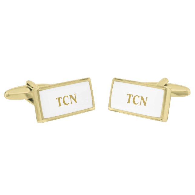 Monogram White Gold Formal Classic Wedding  Cufflinks (Angled)