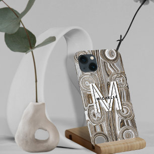 Monogram White & Gold Glitters Funky Retro Groovy iPhone 13 Case