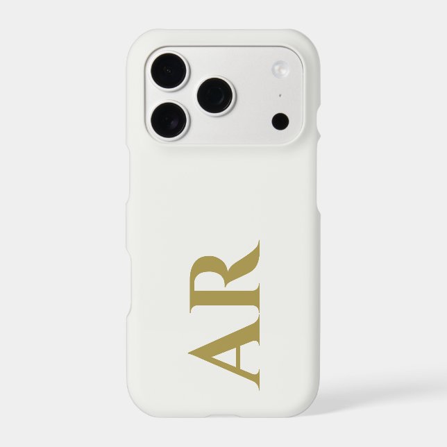 Monogram White Gold Initials Minimalist Stylish  Iphone Case (Back)