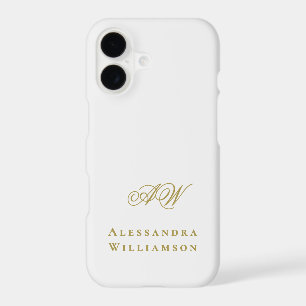 Monogram White Gold Initials Name Minimalist Chic iPhone 17 Case