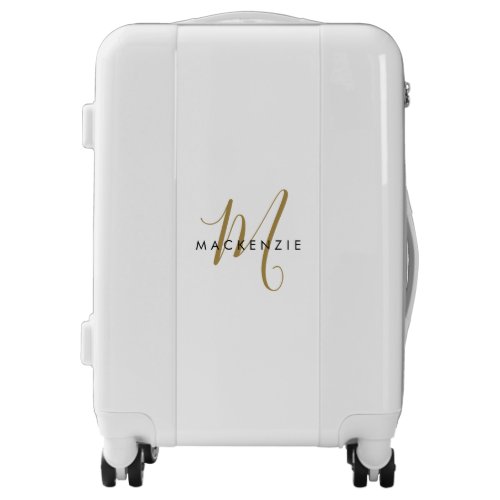 Monogram White Gold Modern Minimalist Initial Name Luggage
