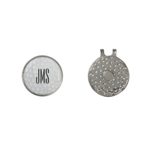 Monogram White Golf Ball Hat Clip