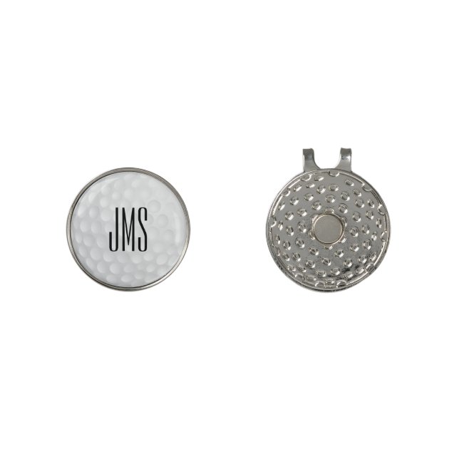 Monogram White Golf Ball Hat Clip (Front and Back)