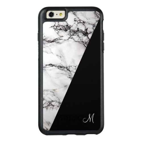 Monogram White Gray And Black Marble Stone Texture OtterBox iPhone 66s Plus Case